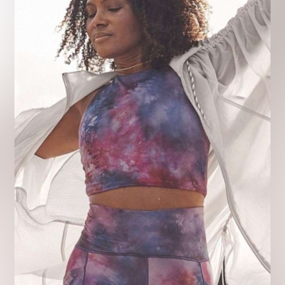 Athleta Conscious Crop Bra Top Galaxy Pattern Size S